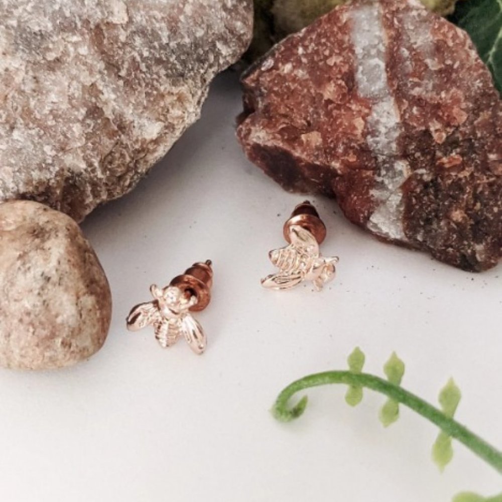 COPY - 7/$25 Rose Gold Tiny bee earrings BNIP